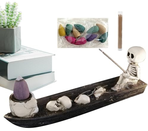 Porte-encens tête de Mort pour bâtons, Porte-brûleur d'encens tête de Mort | Support de brûleur de Bateau de crâne de résine,Porte-bâton d'encens de pour Studios de Yoga, salles d'étude, cha