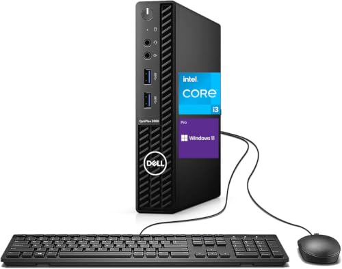 Dell OptiPlex 3080 Mini Desktop-PC, Intel Core i3-10100, 8 GB RAM, 256 GB SSD, US-Tastatur, QWERTY, WiFi, Bluetooth, Windows 11 Pro (Generalüberholt)