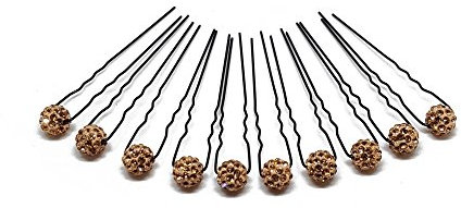 10 x Haarschmuck Strass Kugel - auf schwarzen Haarnadeln | PS-HS-Beige