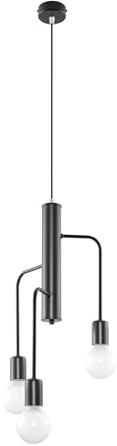 SOLLUX lighting Light Bulb: E27, 3x60W, 3x15W LED, 50-60Hz, 220-230V, IP20, Protection Class I Bulb Not Including Dimensions: 25/25/100 cm, Material: Steel, Colour: Black