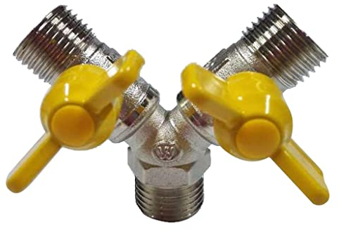 LOVIVER Connecteur de Tuyau de Gaz en Laiton, Diviseur de Tuyau Double, Séparateur DN15 Filetages Extérieurs - 2 Voies