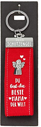 Depesche 10890.013 Schlüsselanhänger aus Filz, mit Schutzengel und Aufschrift, Du bist die beste Mama der Welt, rot, ca. 15 cm