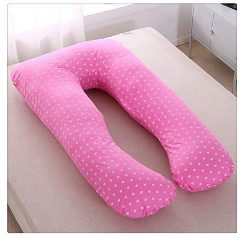 HONGBI Large U Pillow Body/Bolster Support Maternity Pregnancy Support Pillow with Removable Cotton Blend Breathable Zip Cover Pink2 Pillow:70x130cm