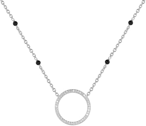 LUISIA Halskette Ring mit schwarzen Achat Perlen 67044 | 925 Silber (Länge 50cm)