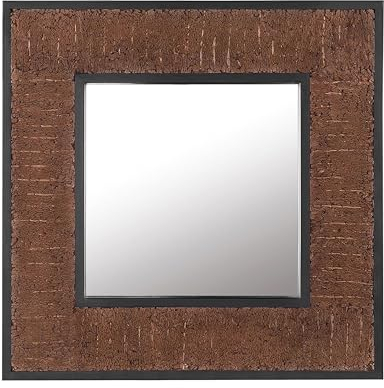 Moderner Wandspiegel Teakholz dunkler Holzfarbton quadratisch 60x60 cm Boise