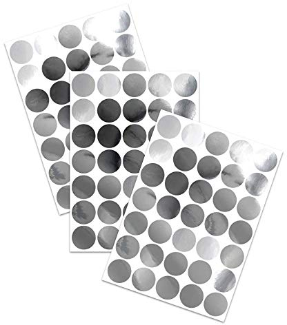 yabaduu 105 Metallic Punkte Kreise zum Aufkleben je 4cm Ø Chrom Sticker Deko Aufkleber Klebeaufkleber zum Basteln und Dekorieren Wandaufkleber Wandtattoo Y051 (Chrom Silber, Kreise)
