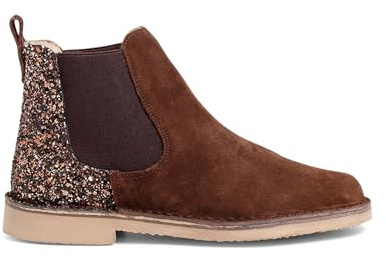 Pisamonas Mädchen Stiefeletten Aus Wildleder Mit Glitzer-Fersenpartie