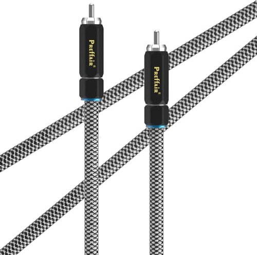Preffair Audiophile 75 Ohm Digital Coaxial RCA Cable - 6N OCC Copper Multiple Shielded Audio RCA Wire with Silver Plated Connector for Subwoofer, Turntable, Amplifier (1.7 Feet/0.5M)