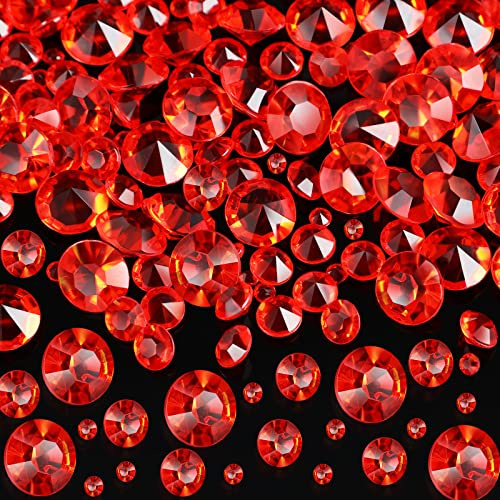 HICARER 4000 Stücke Tisch Konfetti 3 Größen Hochzeit Kristalle Acryl Diamanten Strass Vase Füllstoffe für Geburtstag Baby Shower Party Tische (Rot)