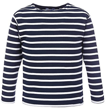 modAS Bretonisches Shirt für Kinder - Longsleeve Pullover Langarm Shirt mit Streifen Mädchen Jungen aus Baumwolle in Blau/Weiß Größe 92