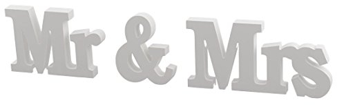 Ruilogod Sperrholz Hochzeitsdekoration Generische MR und MRS Buchstaben freie DIY-Wand 3 in 1 weiß