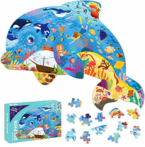 Dolphin Kinderpuzzle 108 Teile Puzzles für Kinder im Alter von 4 5 6 7 8 9 10 Jahren, Lernspielzeug Geschenk Puzzles für Kinder im Alter von 8-10 Jahren für Jungen und Mädchen