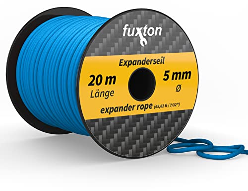 fuxton Gummiseil 5 mm 20 m blau, elastisch (Expanderseil, Gummiband, Gummischnur, Gummileine, Gummikordel, Planenseil, Spannseil, Seil Plane)