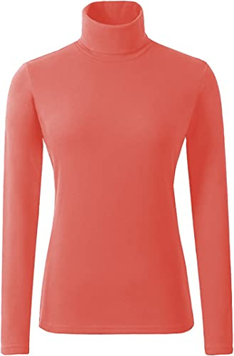 Ladies Polo Roll Neck Tops Long Sleeve Turtle Neck Plain Jumpers for Women Top T Shirts UK Plus Size 8 to 26.