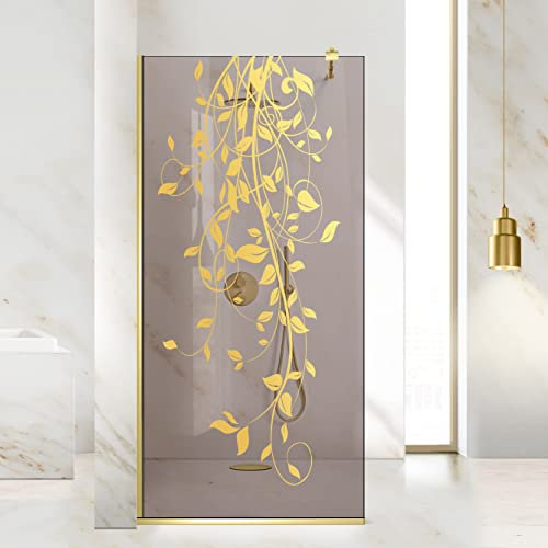 Aqua Roy Gold Paroi de douche en verre bronze avec revêtement nano sablé 100 x 195 cm