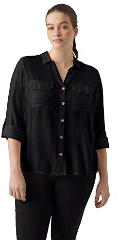 VERO MODA CURVE Damen Vmbumpy L/S Shirt New Curve Noos Bluse, Schwarz, 52 Große Größen EU