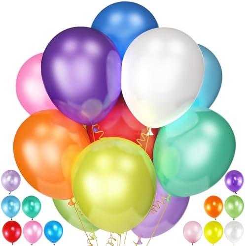 120Pcs Balloons Assorted Colors,12 Inch Latex Party Balloon for Birthday Party, Light Multi Color Ballons Rainbow Balloons for Wedding Baby Shower Supplies.(Assorted)
