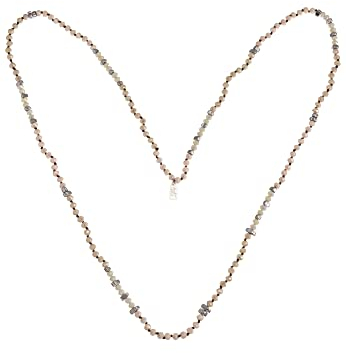 Leslii Lange Damen-Kette Collier Geschenk beige Halskette Crystal Glasperlen-Kette Modeschmuck in Mint