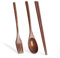 3PCS Set Wooden Tableware Fork Spoon Chopsticks Wood Portable Long Handle Tableware Chopsticks Korean Spoon Chopsticks
