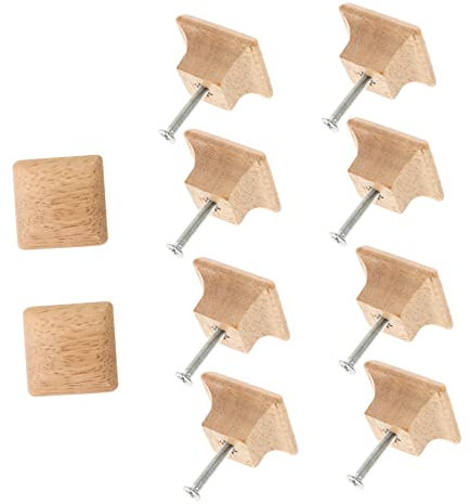FOYTOKI 10pcs Handle Solid Wood Cabinet Wooden Drawer Dressers for Closet Mini Cabinet Knobs Cupboard Handles Square Closet Square Knobs Wooden Cabinet Knob Door Pull Handles Vintage