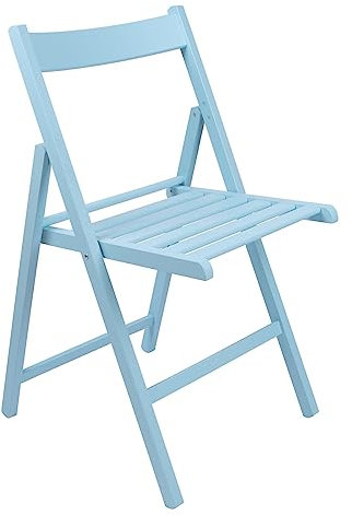 Harbour Housewares Beech Wood Folding Chair - Denim Blue - 1x - Wooden Garden Chair Outdoor Seating Deck Seats Lightweight Foldable Dining Patio Furniture