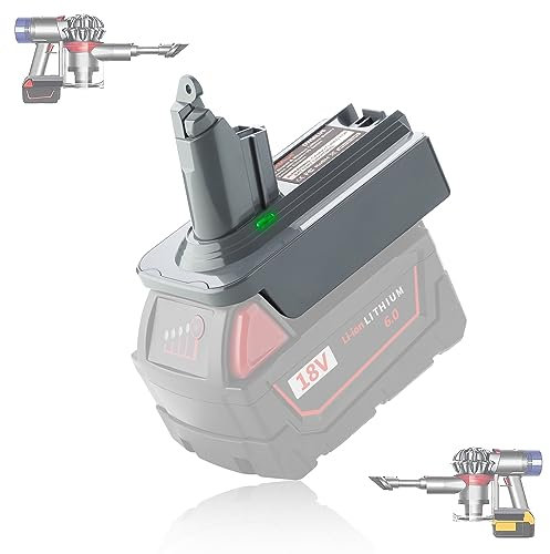 FcotMiue 2-in-1 Battery Adapter Compatible with Dyson V6 Vacuum Cleaner, Convert fit Dewalt 20V & Milwaukee M18 18V Lithium Battery Works with Dyson V6 Animal Absolute Motorhead DC58 DC59 DC62 SV09