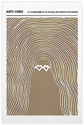 TUBALU Vintage-Poster, Motiv: Taylor, Anti-Helden-Albumcover, Poster, Mädchen-Wandkunst, Dekordruck, Leinwandposter für Zimmer, ästhetisch für Jungen und Mädchen, Schlafzimmer, Dekoration, Unrahmen: