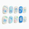 Sun&Beam Nails Handmade Press-on Nails Short Squoval Round Blue White Cartoon Stitch Design False Tips 10Pcs (#115 S)