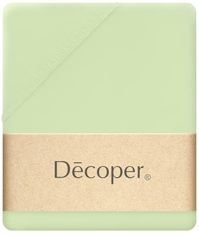 Decoper ® Mako-Feinjersey Spannbettlaken aus 100% Baumwolle | Atmungsaktiv & kuschelig weich | Oeko-Tex Zertifiziert | bis 25 cm Matratzenhöhe | 120 cm x 200 cm | Farbe Limone