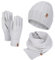 HEYO Damen Winterset gestrickte Mütze Schal weiche Handschuhe warmes Set für Damen Gefütterte Wintermütze mit Großer Winterschal Damenschal (Grau)
