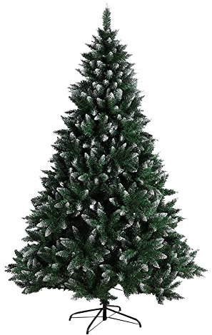 MAYMA Weihnachtsbaum, 180 cm, hohe Qualität, weiße Spitzen, künstlicher Weihnachtsbaum, 180 cm, schneebedeckt, künstlicher Tannenbaum mit Ständer aus Metall, festliche Dekoration (1,8 m, 600 Kopf)
