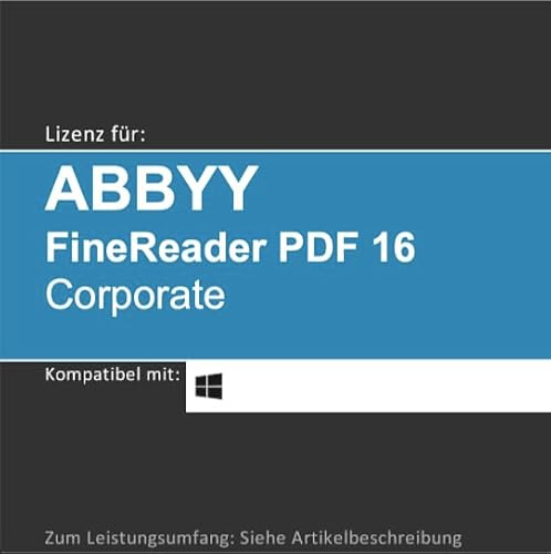 Lizenz für ABBYY FineReader PDF 16 CORPORATE I 2026 I 1 Gerät I 1-3 Jahr(e) I Vollversion | Windows PC/Laptop | Lizenzcode per Post o. E-Mail von softwareGO (postalischer Versand, 1 Jahr)