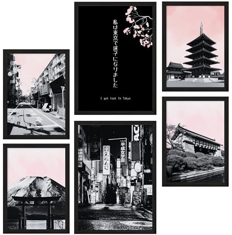 Lost in Today® Premium Tokyo Poster Set - Japanische Bilder und Deko für Zimmer - Aesthetic Pictures - 2 x A4 und 4 x A5 OHNE RAHMEN