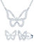 MICMIF 925 Sterling Silber Schmuck Set Damen Schmetterling Anhänger Kette Ohrringe Set Schmetterling mit Zirkonia Schmuckset Halskette Ohrstecker Silber Für Frauen Mädchen