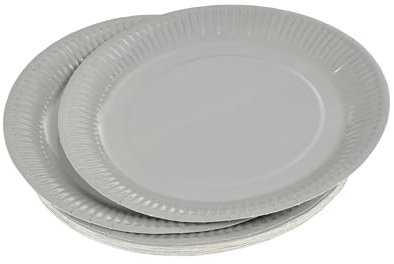 Homéa, Set de 20 Assiettes en Carton D18 cm Vitamine Gris