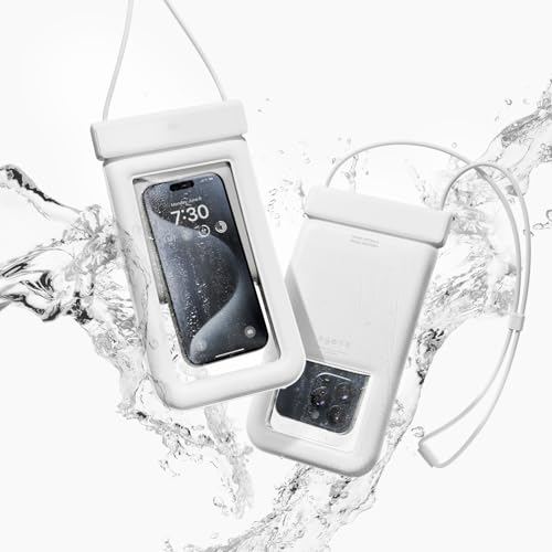 elago Universal Waterproof Phone Pouch [IP68 Certificato Impermeabile] Compatibile con iPhone, Galaxy e tutti gli altri smartphone, Borsa Asciutta Tattile Subacquea, Doppia Chiusura Lampo (Bianco)