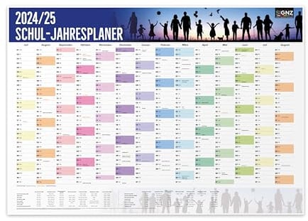 SIGNZ Schulkalender 2025-2026, XXL, 98 x 68cm, inkl. Ferien und Feiertagen, CO2-neutral hergestellt, made in Germany