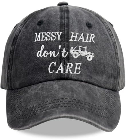 Messy Hair Don't Care Mütze für Damen, verstellbare Waschung, Baumwolle, bestickt, Hot Mess Mama, Baseballkappe, Stickerei Schwarz 01, Einheitsgröße