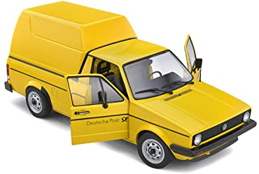 alles-meine.de GmbH Volkwagen Caddy 14D Pick-Up mit Aufsatz Pritsche Gelb Deutsche Post 1978-1992 1/18 Solido Modell Auto mit individiuellem Wunschkennzeichen