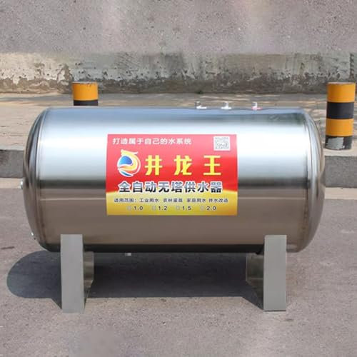 Vaso Expansion Tanque de Presión del Sistema de Agua de Acero Inoxidable 100/160/200/250/300/500/700l, Tanque de Pozo de Agua de Refuerzo De Galones con Base, Vejiga de Almacenamiento de Agua(55x75cm