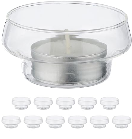 Relaxdays Vasetti Portacandele Galleggianti, Set 12, Porta Candele e Lumini da Acqua, HxD 3,5x6,5 cm, Vetro, Trasparente