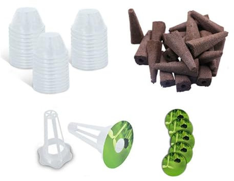 FONGKNOX Hydrokultur-Anbausystem, Indoor-Kräutergarten-Set, Hydrokultur-Ersatz-Anzuchtschwamm-Anbaubox, 30-teilig