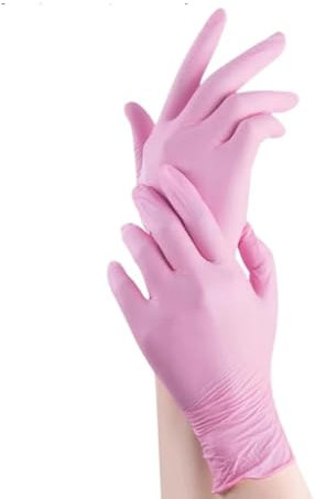 Super Mundo - Guantes de nitrilo, 200 pcs caja (L, Rosa), guantes nitrilo, sin polvo y sin látex, guantes desechables, guantes de examen, no estériles (L, Rosa)