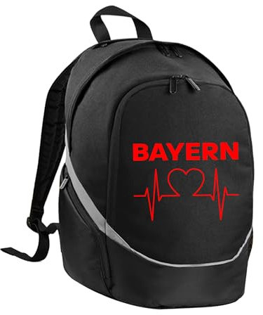 multifanshop Rucksack - Bayern - Herzschlag - Druck rot - Tasche Größe one size schwarz