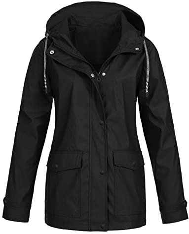 2024 Veste Tendance Sportswear Femme Coupe-Vent Parka Imperméable Femme Vêtements Imperméables Femme Fit Camping Manteau Femme Hiver Chic Pull Capuche Femme Sweat Halloween Pas Cher Black 5XL