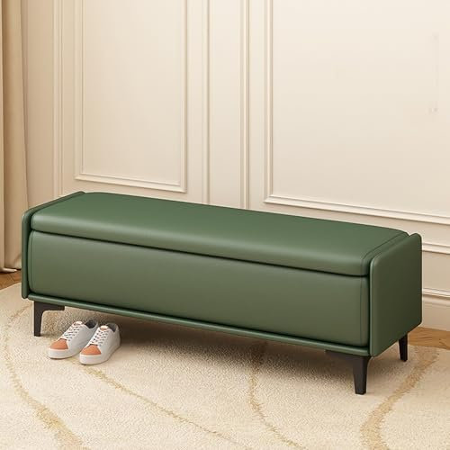 Storage Bench for Entryway and Bedroom Green Ottoman Bench with Storage Chest Shoe Bench for Hallway End of Bed Storage Trunk 110x40x40cm