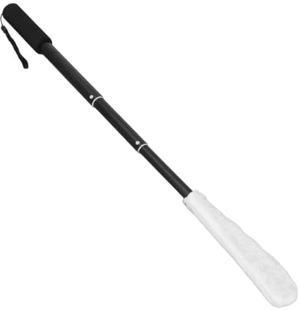 Sarini Long Handle Toe Cleaning Brush with Telescopic Foot Scrubber – Foot Towel Brush with Reusable Drying Covers, Handled Toe Lotion Applicator for Seniors, and Disabled