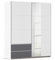 Rauch Möbel Stoke, Schwebetürenschrank, Garderobe, 2-türig, Spiegel, 2 Schubladen, Zubehör Classic, 4 Einlegeböden, Farbe Weiß/Grau metallic, Schwarz, Griffleisten Alufarben, 175x210x59cm