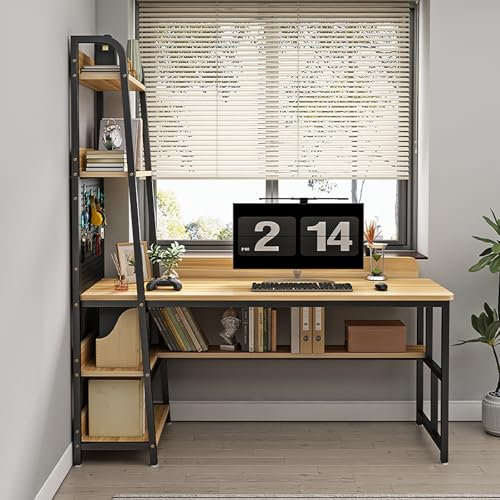 Moderner Gaming-Schreibtisch mit Regalen für Heimbüro, ideal für Studenten und Arbeiter, stilvoller Computertisch für Gaming-PC und Laptops, Farbe 4, 100 x 50 x 157 cm