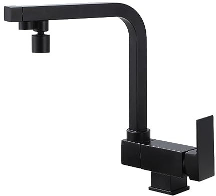 Rubinetto per acqua a 3 vie per lavello da cucina pieghevole con doppia modalità nero